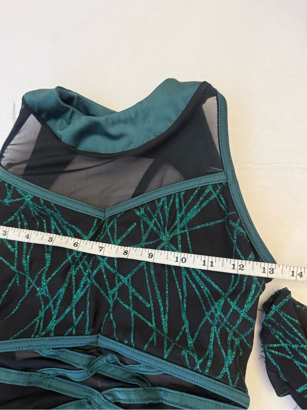 Weissman Elite Glitter Mesh Skirted Dance Leotard Emerald Green Costume - Picture 8 of 13